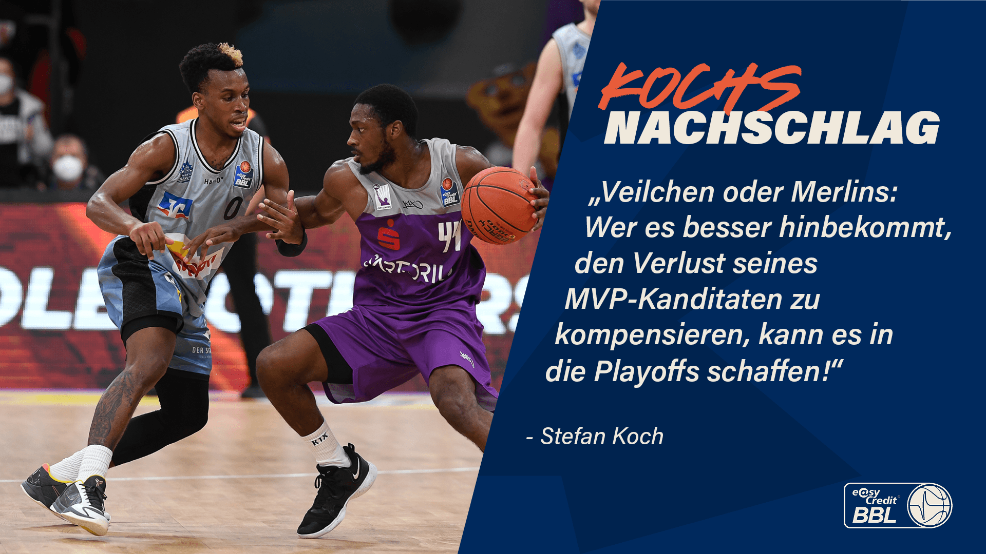 Sieben Spieltage stehen noch aus, aber mit Ausnahme von Bonn, Bayreuth und Oldenburg haben alle Mannschaften noch Nachholspiele zu absolvieren. Dementsprechend ist die Tabelle relativ unübersichtlich. Das gilt insbesondere für das Rennen um die Playoff-Plätze, wo mit Crailsheim und Göttingen zuletzt zwei Überraschungsmannschaften den verletzungsbedingten Verlust ihrer wichtigsten Spieler durch ähnliche schwere Verletzungen hinnehmen mussten. Ich möchte einen Blick auf die Teams werfen, die noch um die Teilnahme an der Postseason kämpfen. Die Unabwägbarkeiten der Pandemie und die schweren Verletzungen von T.J. Shorts und Kamar Baldwin verdeutlichen, wie fragil und kurzlebig Vorhersagen sein können. Dennoch lege ich mich zumindest schon fest, was die ersten sechs Plätze betrifft: Bonn, München, Ludwigsburg, Ulm, Berlin und Chemnitz kommen in die Playoffs. Bleiben also noch zwei Spots!